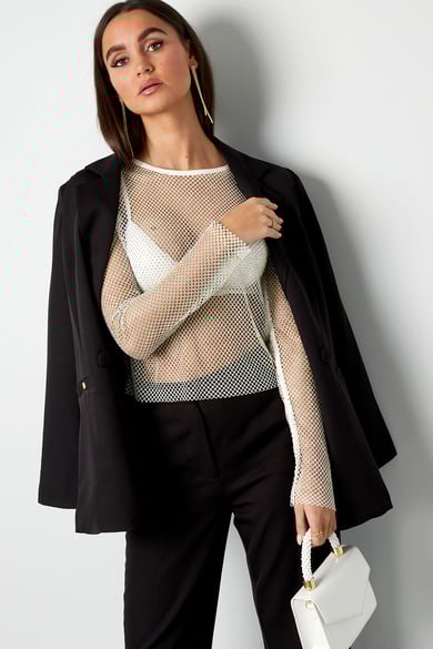 Glitzerndes Langarmshirt – Weiß – S h5 Bild12